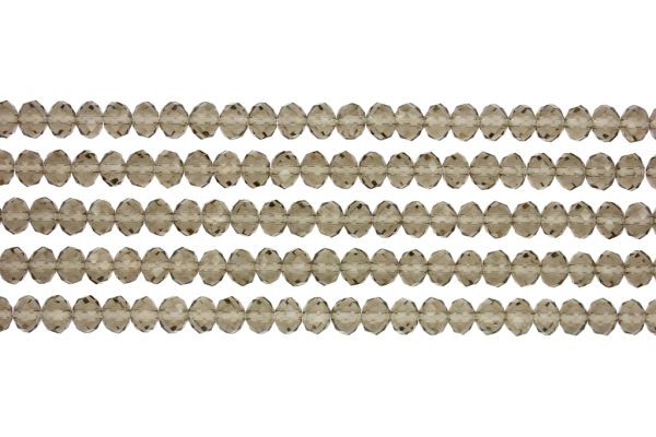 GLASS BEADS - FACETED RONDELLE CRYSTALS - 6x5mm - TRANSPARENT - GRAY 018 - STRING (88pcs.) Hole-1.2mm