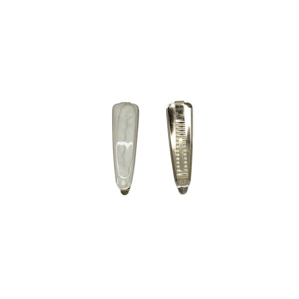 JEWELRY - METAL SNAP HAIR CLIP - METAL AND ENAMEL - MODEL 18 - 7.3x2.0x0.4cm GOLD AND ECRU - 2pcs.