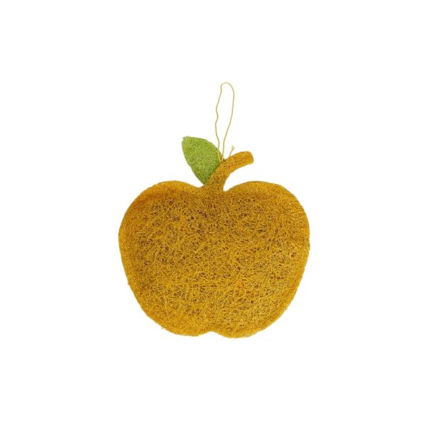 MATERIALS FOR CRAFT AND DECORATION - COCONUT GRASS FIGURES - APPLE 01 - PENDANT - 16x17x2cm - YELLOW-GREEN - 1pc.