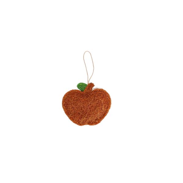 MATERIALS FOR CRAFT AND DECORATION - COCONUT GRASS FIGURES - APPLE 01 - PENDANT - 10x9x1.5cm - BROWN-GREEN - 1pc.