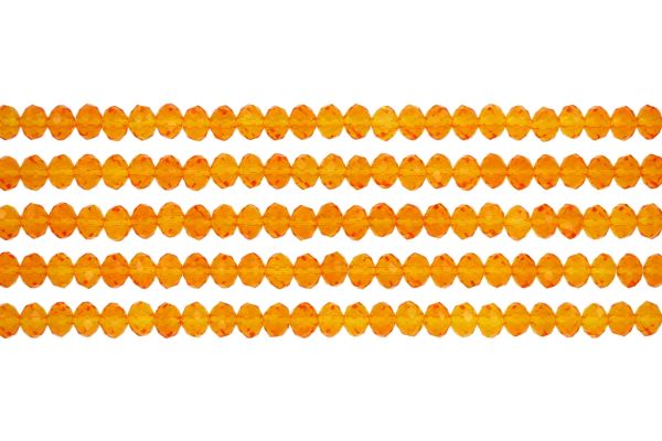 GLASS BEADS - FACETED RONDELLE CRYSTALS - 6x5mm - TRANSPARENT - ORANGE 028 - PACKAGE (5x88pcs.) Hole-1.2mm