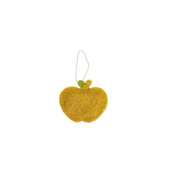 MATERIALS FOR CRAFT AND DECORATION - COCONUT GRASS FIGURES - APPLE 01 - PENDANT - 10x9x1.5cm - YELLOW-GREEN - 1pc.