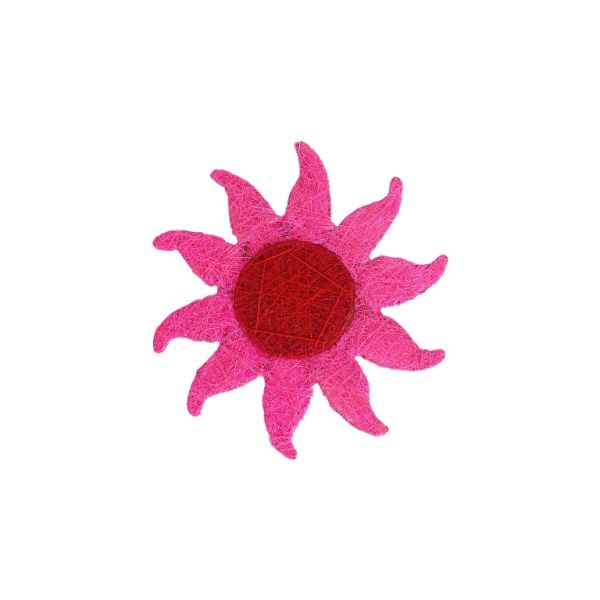 MATERIALS FOR CRAFT AND DECORATION - COCONUT GRASS FIGURES - SUN 01 - 18x18x0.5cm - CYCLAMEN (DARK)-RED (DARK) - PACKAGE 6pcs.