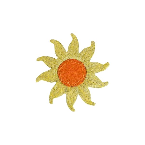 MATERIALS FOR CRAFT AND DECORATION - COCONUT GRASS FIGURES - SUN 01 - 18x18x0.5cm - YELLOW (LIGHT)-ORANGE - PACKAGE 6pcs.