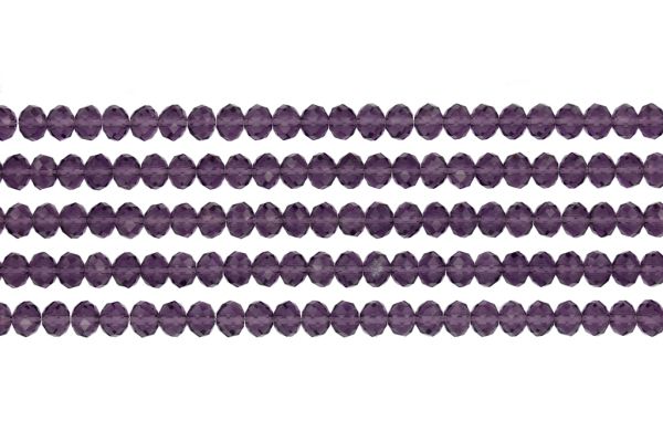 GLASS BEADS - FACETED RONDELLE CRYSTALS - 6x5mm - TRANSPARENT - PURPLE (DARK) 010 - PACKAGE (5x88pcs.) Hole-1.2mm