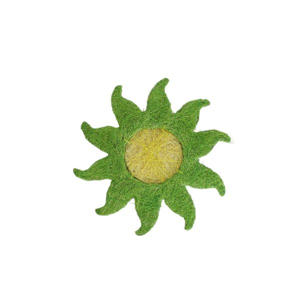 MATERIALS FOR CRAFT AND DECORATION - COCONUT GRASS FIGURES - SUN 01 - 18x18x0.5cm - GREEN-YELLOW (LIGHT) - PACKAGE 6pcs.