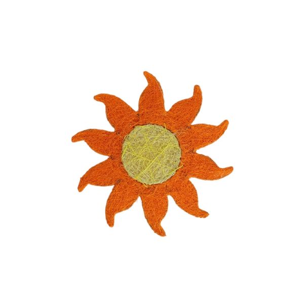 MATERIALS FOR CRAFT AND DECORATION - COCONUT GRASS FIGURES - SUN 01 - 18x18x0.5cm - ORANGE-YELLOW (LIGHT) - 1pc.