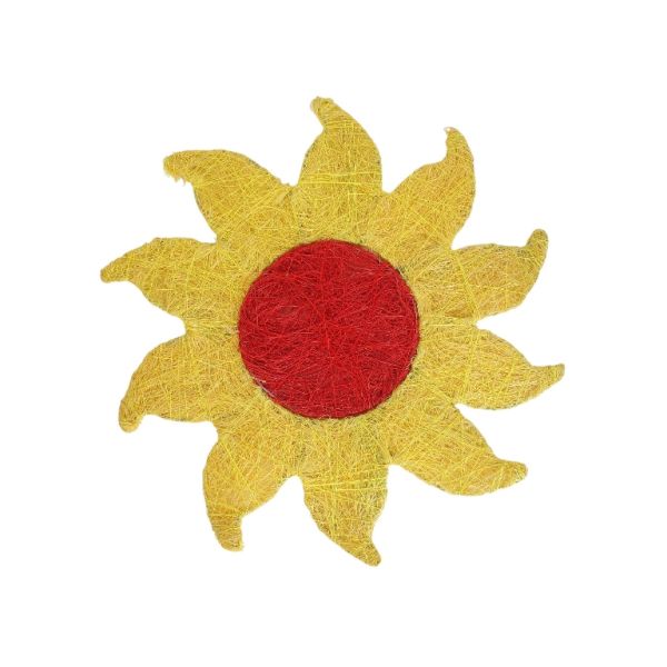 MATERIALS FOR CRAFT AND DECORATION - COCONUT GRASS FIGURES - SUN 01 - 25x25x0.5cm - YELLOW (DARK)-RED (DARK) - 1pc.