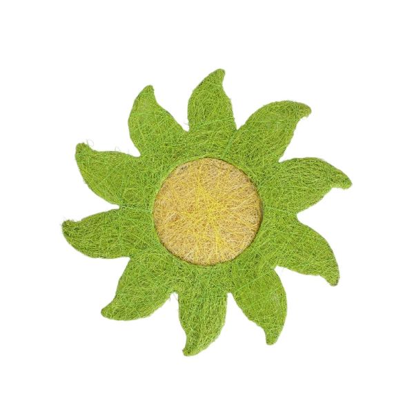 MATERIALS FOR CRAFT AND DECORATION - COCONUT GRASS FIGURES - SUN 01 - 25x25x0.5cm - GREEN (LIGHT)-YELLOW - 1pc.
