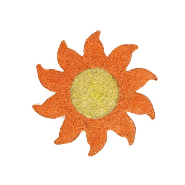 MATERIALS FOR CRAFT AND DECORATION - COCONUT GRASS FIGURES - SUN 01 - 25x25x0.5cm - ORANGE (LIGHT)-YELLOW (LIGHT) - PACKAGE 6pcs.