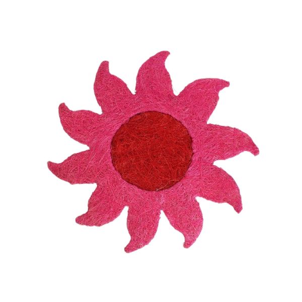 MATERIALS FOR CRAFT AND DECORATION - COCONUT GRASS FIGURES - SUN 01 - 25x25x0.5cm - CYCLAMEN-RED (DARK) - 1pc.