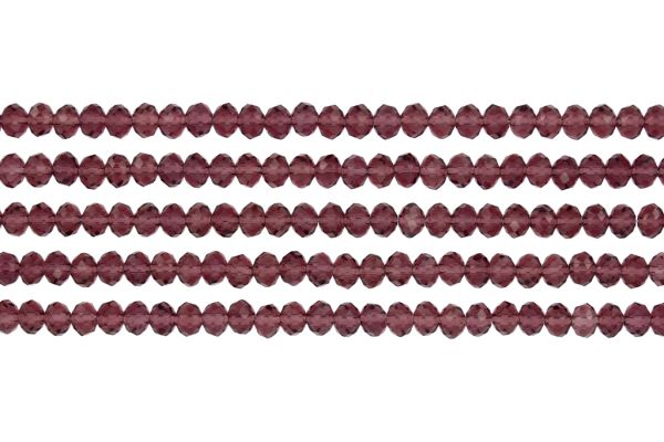 GLASS BEADS - FACETED RONDELLE CRYSTALS - 6x5mm - TRANSPARENT - PURPLE 013 - PACKAGE (5x88pcs.) Hole-1.2mm