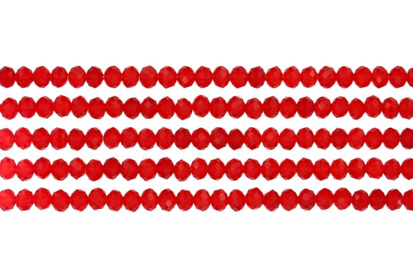 GLASS BEADS - FACETED RONDELLE CRYSTALS - 6x5mm - TRANSPARENT - RED 033 - PACKAGE (5x88pcs.) Hole-1.2mm