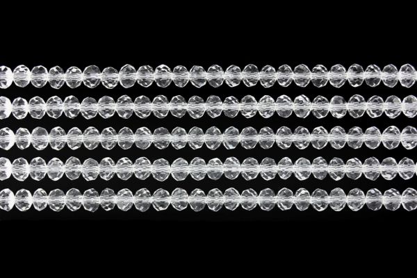 GLASS BEADS - FACETED RONDELLE CRYSTALS - 6x5mm - TRANSPARENT - WHITE 001 - PACKAGE (5x88pcs.) Hole-1.2mm