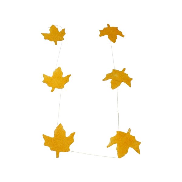 MATERIALS FOR CRAFT AND DECORATION - COCONUT GRASS FIGURES - LEAF 01 - GARLAND - 15x18x0.2cm - YELLOW (DARK)-YELLOW - PACKAGE 3pcs.