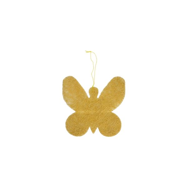 MATERIALS FOR CRAFT AND DECORATION - COCONUT GRASS FIGURES - BUTTERFLY 01 - PENDANT - 15x15x0.25cm - ECRU (DARK)-YELLOW - PACKAGE 20pcs.