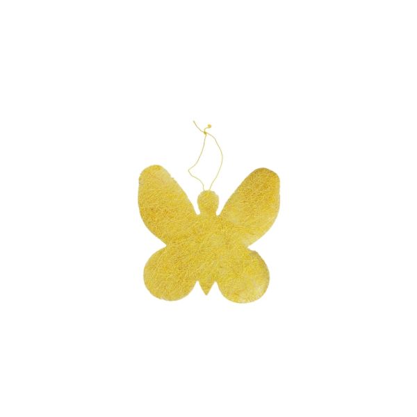MATERIALS FOR CRAFT AND DECORATION - COCONUT GRASS FIGURES - BUTTERFLY 01 - PENDANT - 15x15x0.25cm - YELLOW (LIGHT)-YELLOW - PACKAGE 20pcs.