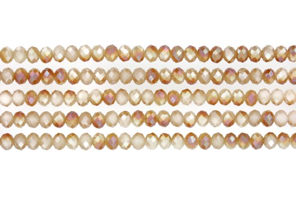 GLASS BEADS - FACETED RONDELLE CRYSTALS - 6x5mm - UV - BEIGE 076 - PACKAGE (5x88pcs.) Hole-1.2mm