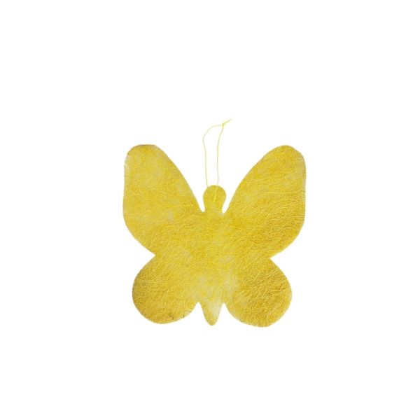 MATERIALS FOR CRAFT AND DECORATION - COCONUT GRASS FIGURES - BUTTERFLY 01 - PENDANT - 19x19x0.2cm - YELLOW (LIGHT)-YELLOW (LIGHT) - PACKAGE 6pcs.