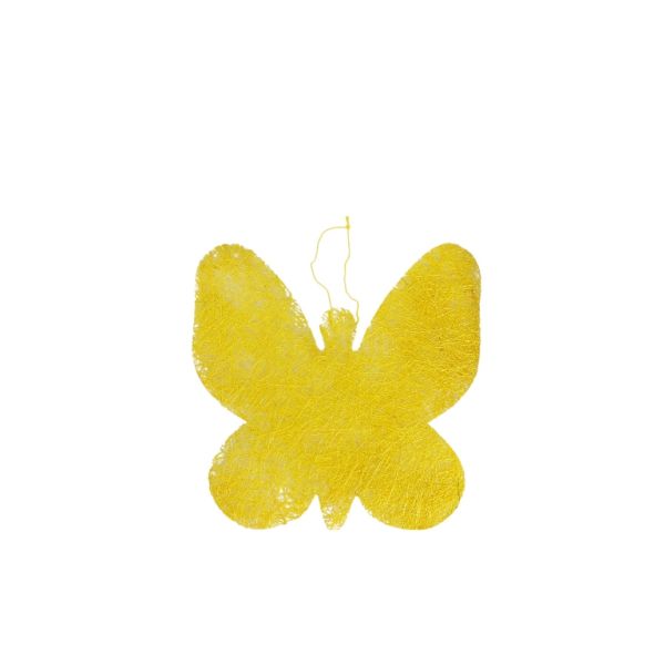 MATERIALS FOR CRAFT AND DECORATION - COCONUT GRASS FIGURES - BUTTERFLY 01 - PENDANT - 19x19x0.2cm - YELLOW-YELLOW - 1pc.