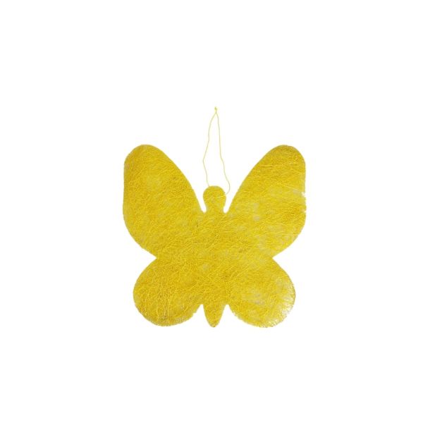 MATERIALS FOR CRAFT AND DECORATION - COCONUT GRASS FIGURES - BUTTERFLY 01 - PENDANT - 19x19x0.2cm - YELLOW-YELLOW (LIGHT) - 1pc.