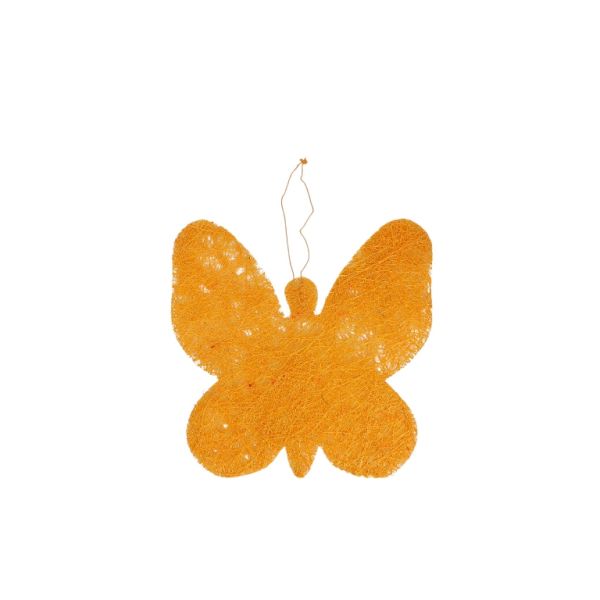 MATERIALS FOR CRAFT AND DECORATION - COCONUT GRASS FIGURES - BUTTERFLY 01 - PENDANT - 19x19x0.2cm - ORANGE (LIGHT)-ORANGE - PACKAGE 6pcs.