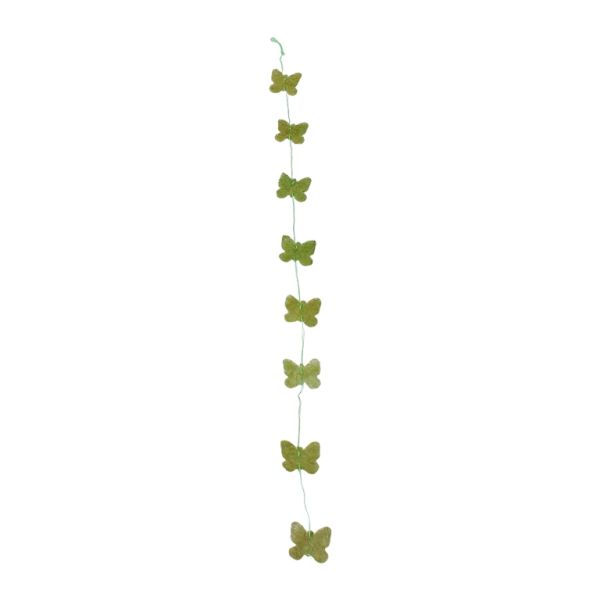 MATERIALS FOR CRAFT AND DECORATION - COCONUT GRASS FIGURES - BUTTERFLY 01 - GARLAND - 5x5x0.15cm - GREEN MILITARY-GREEN (DARK) - PACKAGE 6pcs.