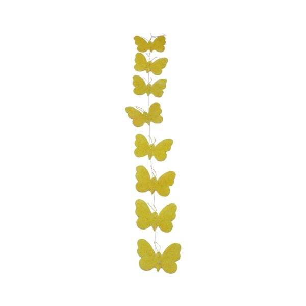 MATERIALS FOR CRAFT AND DECORATION - COCONUT GRASS FIGURES - BUTTERFLY 02 - GARLAND - 11x10x0.25cm - YELLOW-PINK (LIGHT) - 1pc.