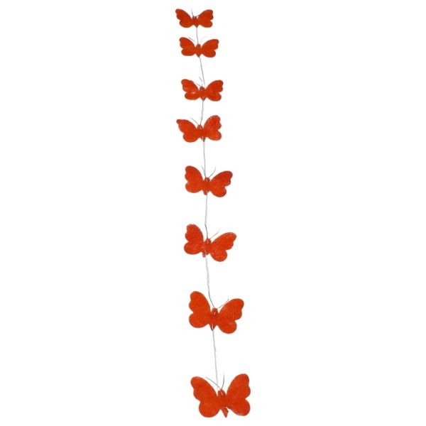 MATERIALS FOR CRAFT AND DECORATION - COCONUT GRASS FIGURES - BUTTERFLY 02 - GARLAND - 11x10x0.25cm - ORANGE (DARK)-BLUE - 1pc.