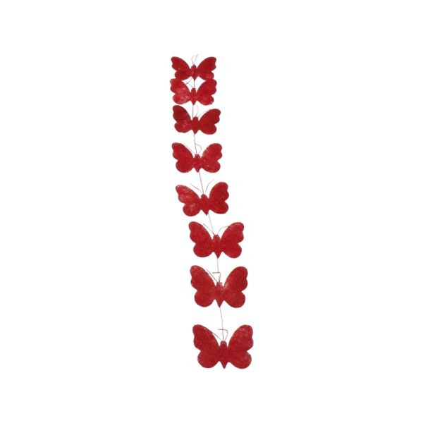 MATERIALS FOR CRAFT AND DECORATION - COCONUT GRASS FIGURES - BUTTERFLY 02 - GARLAND - 11x10x0.25cm - RED (DARK)-CYCLAMEN (DARK) - 1pc.
