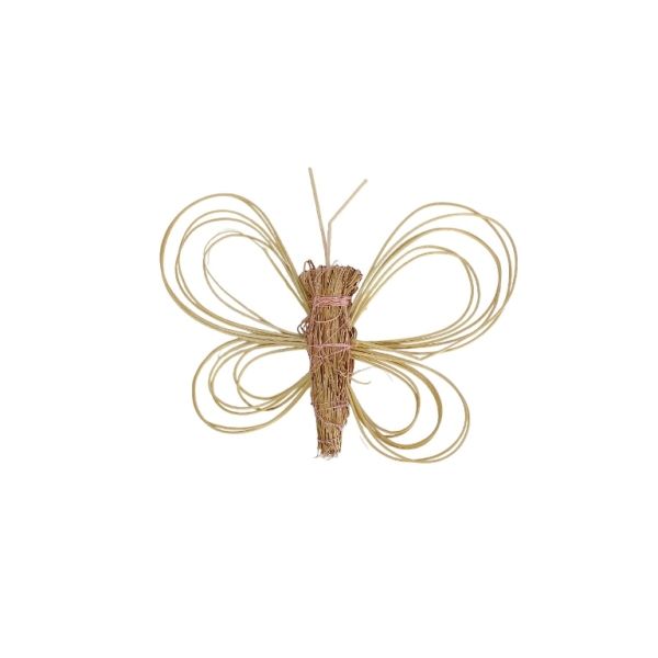 MATERIALS FOR CRAFT AND DECORATION - COCONUT GRASS FIGURES - BUTTERFLY 03 - 18x15x2.5cm - ECRU-PINK - PACKAGE 6pcs.