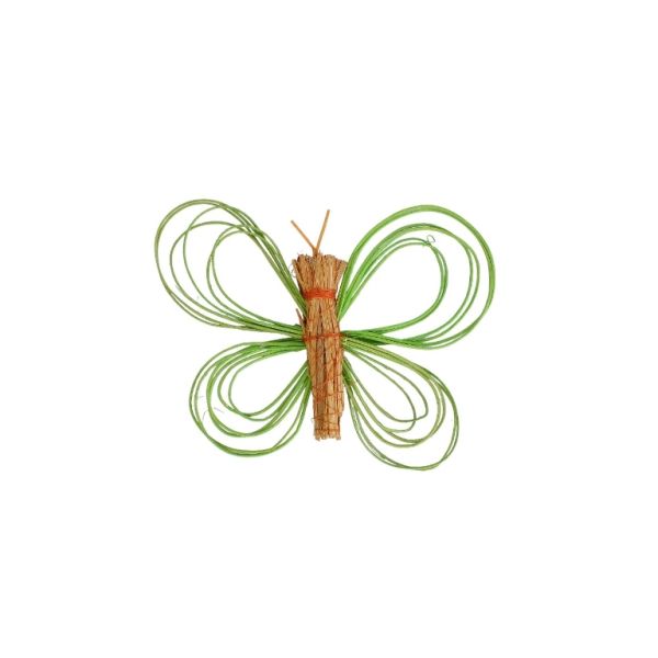 MATERIALS FOR CRAFT AND DECORATION - COCONUT GRASS FIGURES - BUTTERFLY 03 - 18x15x2.5cm - GREEN-ORANGE - PACKAGE 6pcs.
