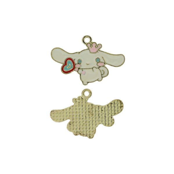 METAL BEADS WITH ENAMEL - PENDANT - RABBIT 10 - 27x17x1.7mm GOLD (LIGHT)-ECRU-PINK (LIGHT)-RED - 4pcs. Hole-1.8mm