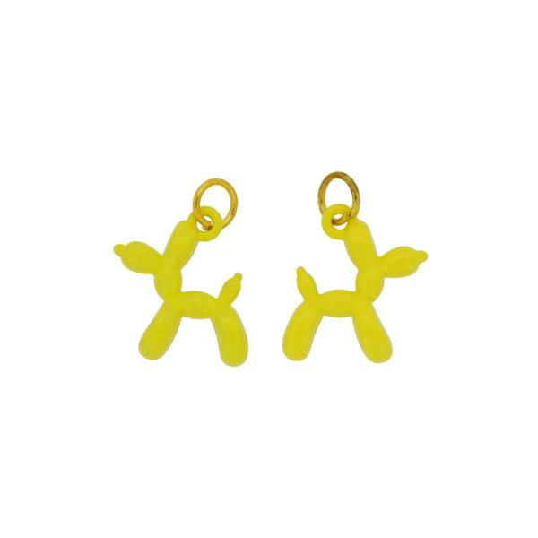 METAL BEADS WITH ENAMEL - PENDANT - DOG 08 - 15x18x5mm YELLOW - PACKAGE 40pcs. Hole-1.8mm