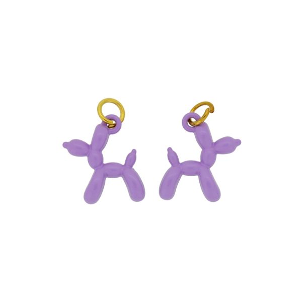 METAL BEADS WITH ENAMEL - PENDANT - DOG 08 - 15x18x5mm PURPLE - PACKAGE 40pcs. Hole-1.8mm