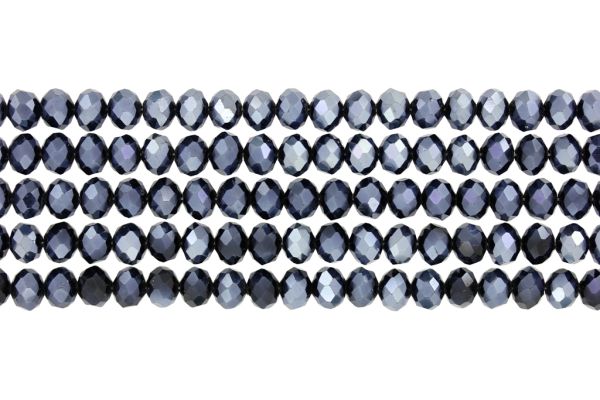 GLASS BEADS - FACETED RONDELLE CRYSTALS - 8x6mm - METALLIC - HEMATITE 113 - PACKAGE (5x66pcs.) Hole-1.5mm