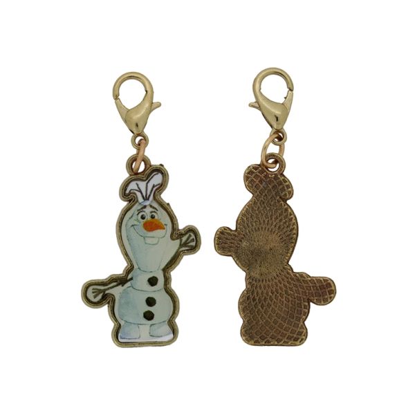 METAL BEADS WITH ENAMEL - PENDANT - SNOWMAN 05 OLAF - 18x30x1.8mm GOLD-BLUE (LIGHT)-WHITE - PACKAGE 20pcs. Hole-1.8mm