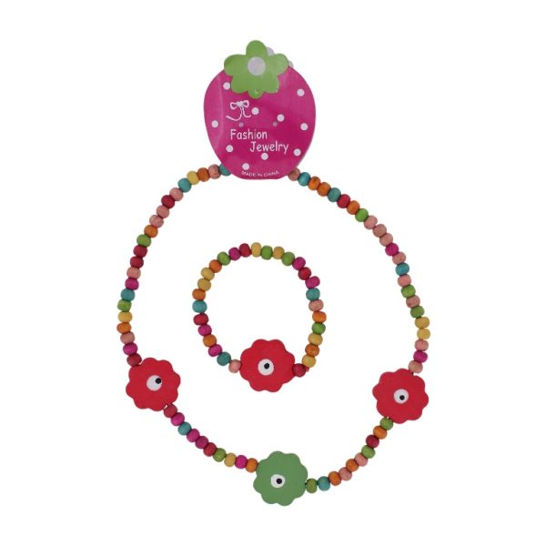 БИЖУТЕРИЯ - КОМПЛЕКТ - ЕЛАСТИЧЕН - ДЪРВЕНИ МЪНИСТА - ОКО S97 - МИКС - ПАКЕТ (6 компл.)