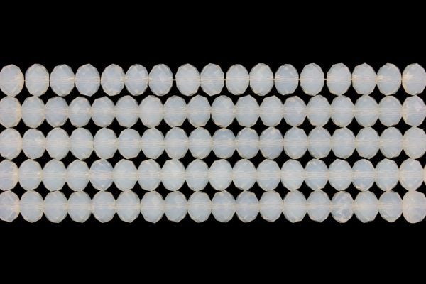 GLASS BEADS - FACETED RONDELLE CRYSTALS - 8x6mm - MILKY - TRANSPARENT 036 - PACKAGE (5x66pcs.) Hole-1.5mm