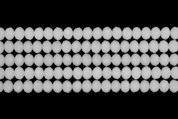 GLASS BEADS - FACETED RONDELLE CRYSTALS - 8x6mm - MILKY - WHITE 037 - PACKAGE (5x66pcs.) Hole-1.5mm