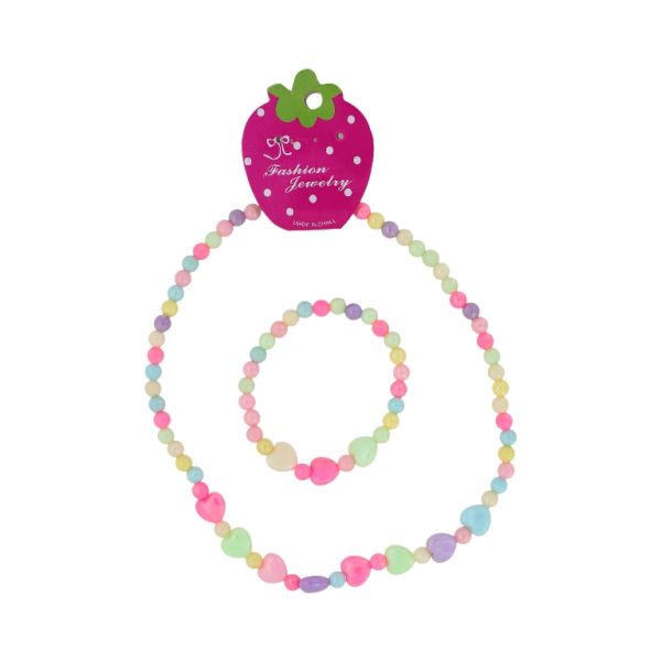 JEWELRY - SET - ELASTIC - PLASTIC BALLS - FLOWER S84 - MIX (АВ) - PACKAGE (6 sets)