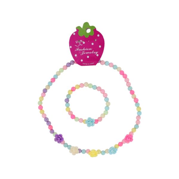 JEWELRY - SET - ELASTIC - PLASTIC BALLS - FLOWER S83 - MIX (АВ) - PACKAGE (6 sets)