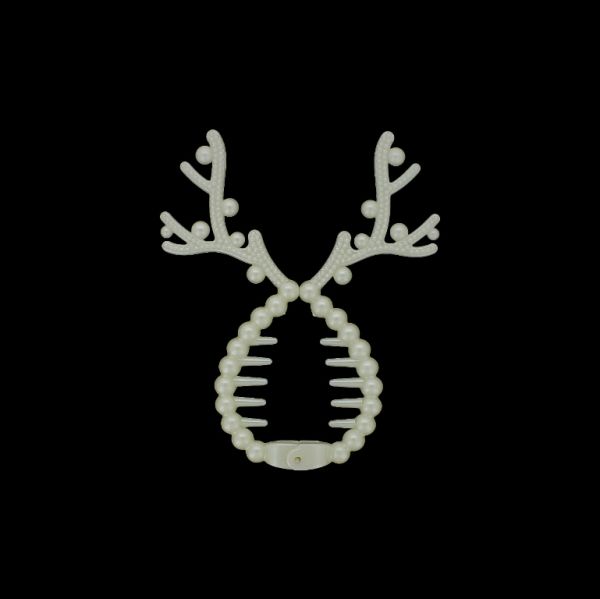 JEWELRY - ACCESSORY FOR HAIR - ACCESSORIES FOR BUN - MODEL 01 - DEER - 9x10x1.6cm NICKEL AND ECRU - PACKAGE 3pcs.