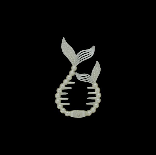 JEWELRY - ACCESSORY FOR HAIR - ACCESSORIES FOR BUN - MODEL 01 - MERMAID TAIL - 5.8x9.8x1.6cm NICKEL AND ECRU - 1pc.