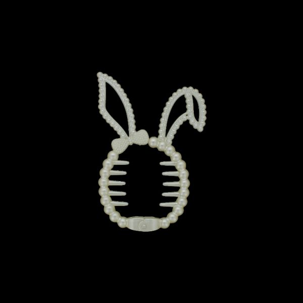 JEWELRY - ACCESSORY FOR HAIR - ACCESSORIES FOR BUN - MODEL 02 - RABBIT - 6.5x10x1.6cm NICKEL AND ECRU - PACKAGE 3pcs.