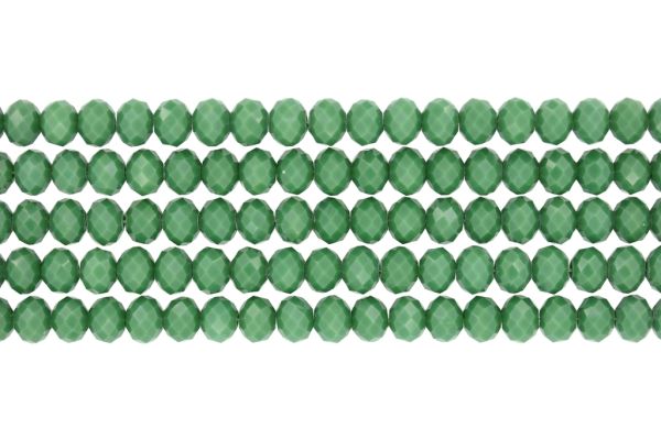 GLASS BEADS - FACETED RONDELLE CRYSTALS - 8x6mm - OPAQUE - GREEN 059В - STRING (66pcs.) Hole-1.5mm