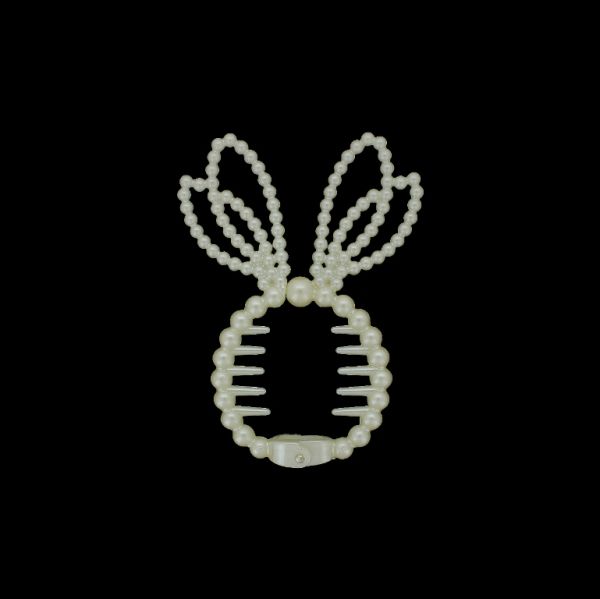 JEWELRY - ACCESSORY FOR HAIR - ACCESSORIES FOR BUN - MODEL 02 - ПЕПЕТУДА - 7.8x10x1.6cm NICKEL AND ECRU - 1pc.