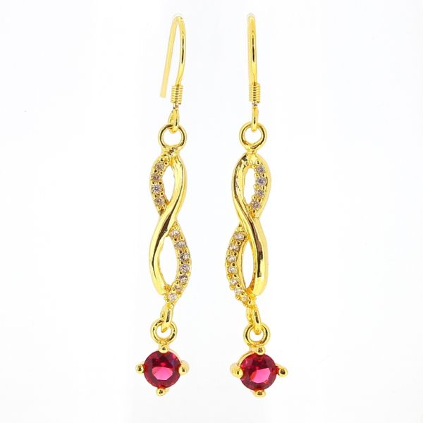 БИЖУТЕРИЯ - ОБЕЦИ - ВИНТ - ЦИРКОН - БЕЗКРАЙНОСТ Е553 - 0.7х5.0см ЗЛАТИСТО-БЯЛО-ЦИКЛАМА - 1 чифт