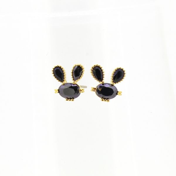 БИЖУТЕРИЯ - ОБЕЦИ - ВИНТ - ЦИРКОН - ЗАЕК Е581 - 1.1х1.2см ЗЛАТИСТО И БЯЛО - 1 чифт