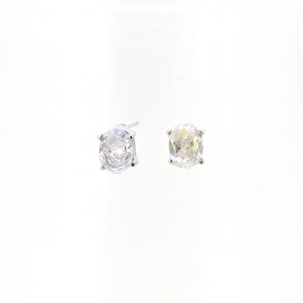 БИЖУТЕРИЯ - ОБЕЦИ - ВИНТ - ЦИРКОН - ОВАЛ Е573 - 0.7х0.8см НИКЕЛ И БЯЛО - ПАКЕТ 3 чифта